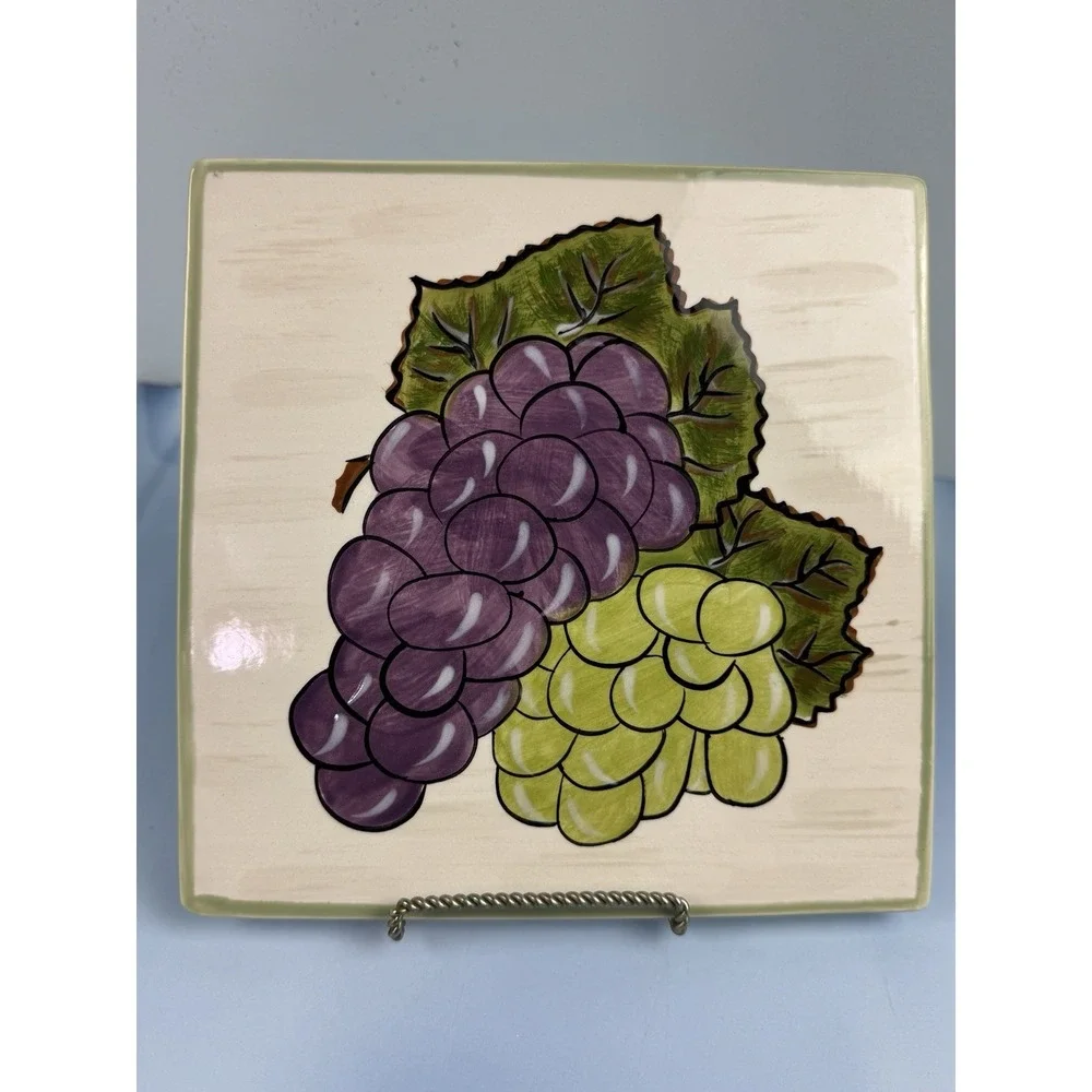 Florida Marketplace Grapes Ceramic Hot Plate Trivet Tile 8